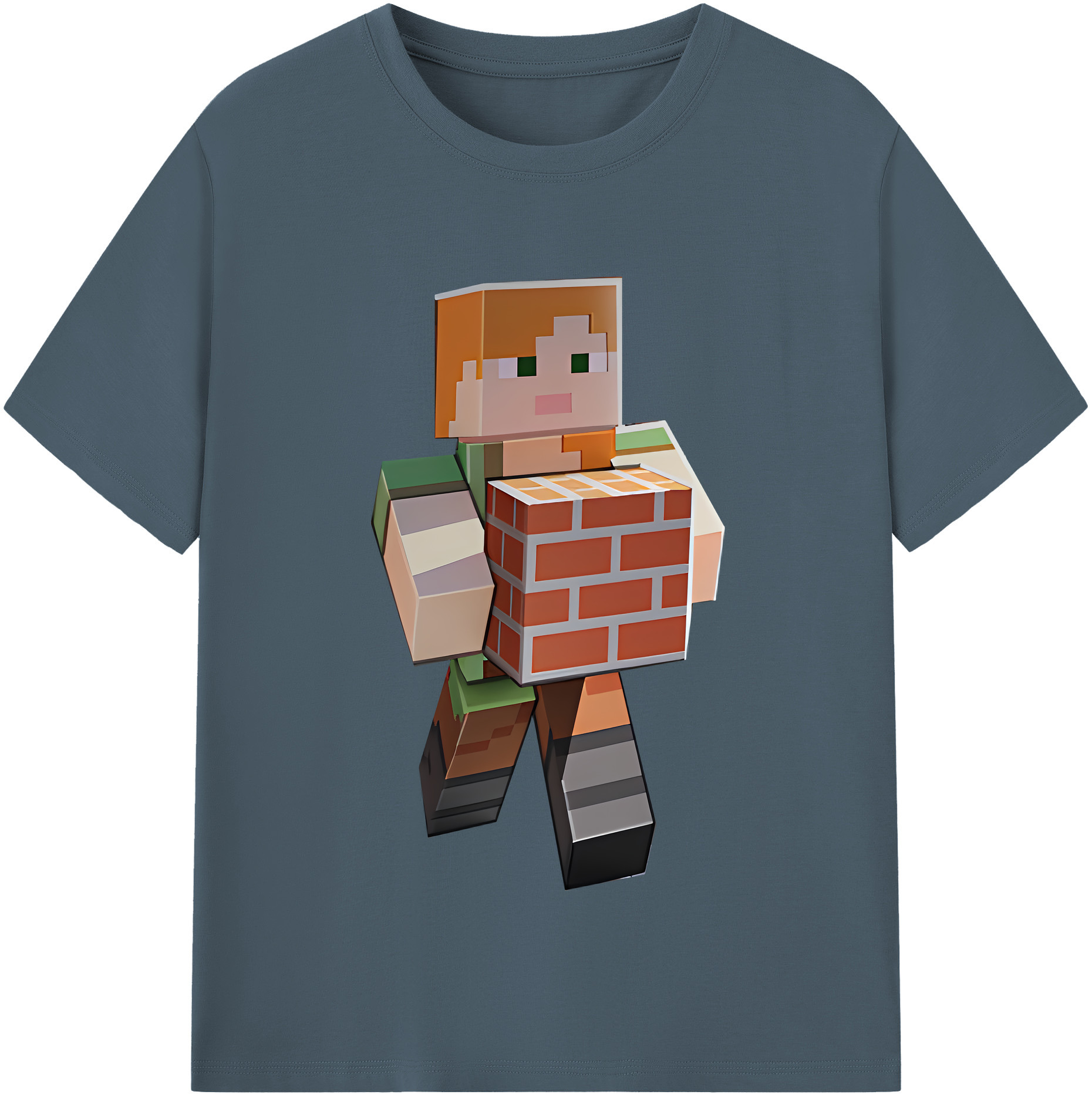 （画像用） マインクラフト ブロックの世界 Minecraft MC Block world 綿100％半袖Tシャツ（フロントプリント）